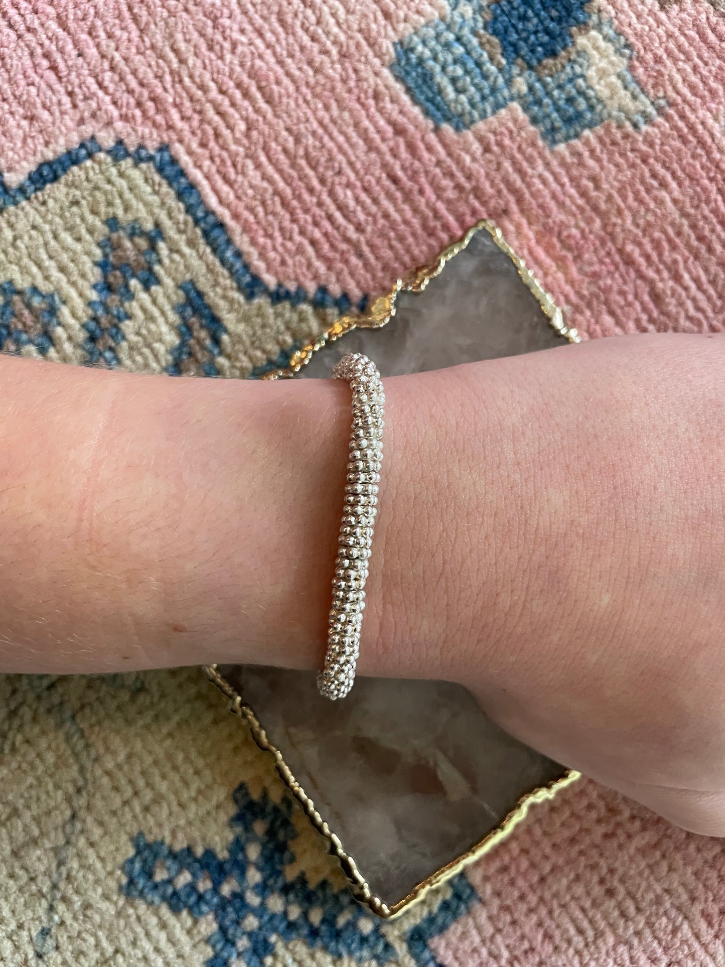 Metal silver beaded bracelet
