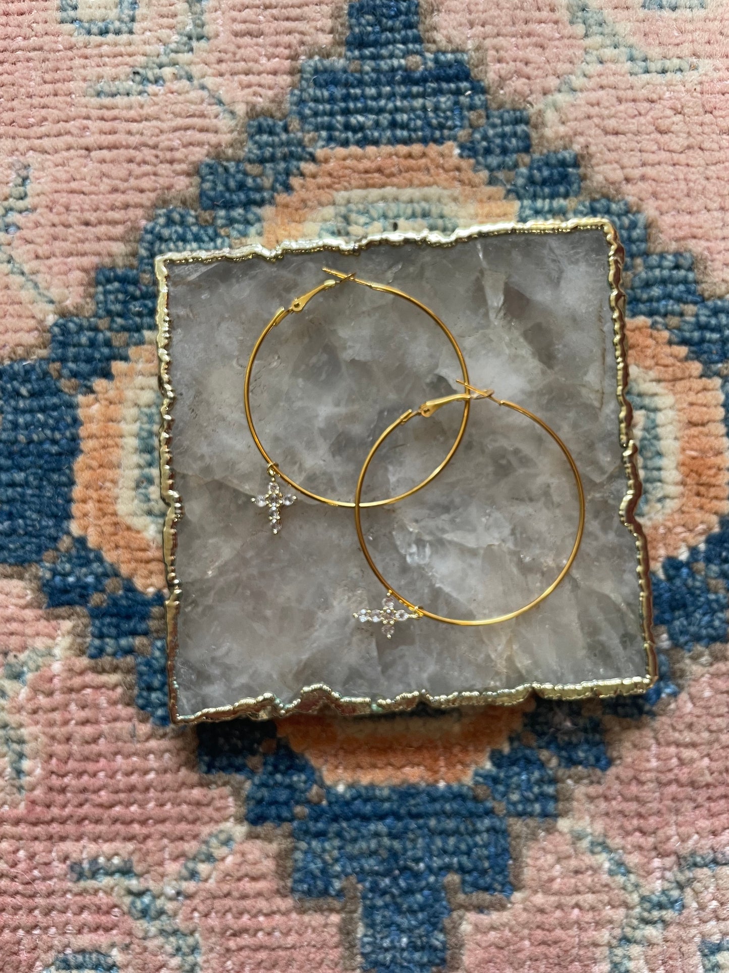 Big cross hoop earrings