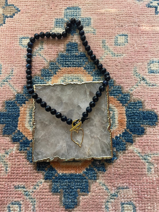 Black beaded heart necklace