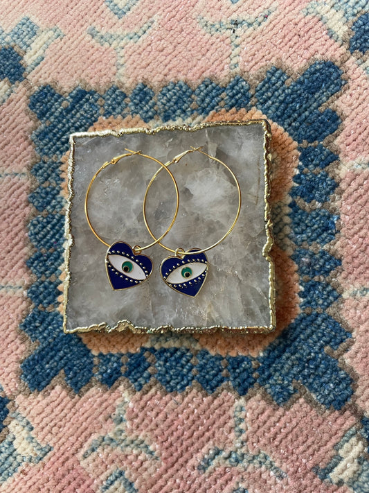 Evil eye hoop earrings