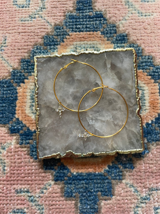 Big cross hoop earrings